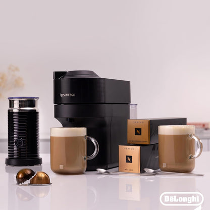 Nespresso Vertuo Pop Barista Coffee Machine Bundle by De'Longhi, Compact Footprint, Starter Kit Includes Coffee Capsules, Mugs, Milk Frother And Spoons, ENV90.B+Caps